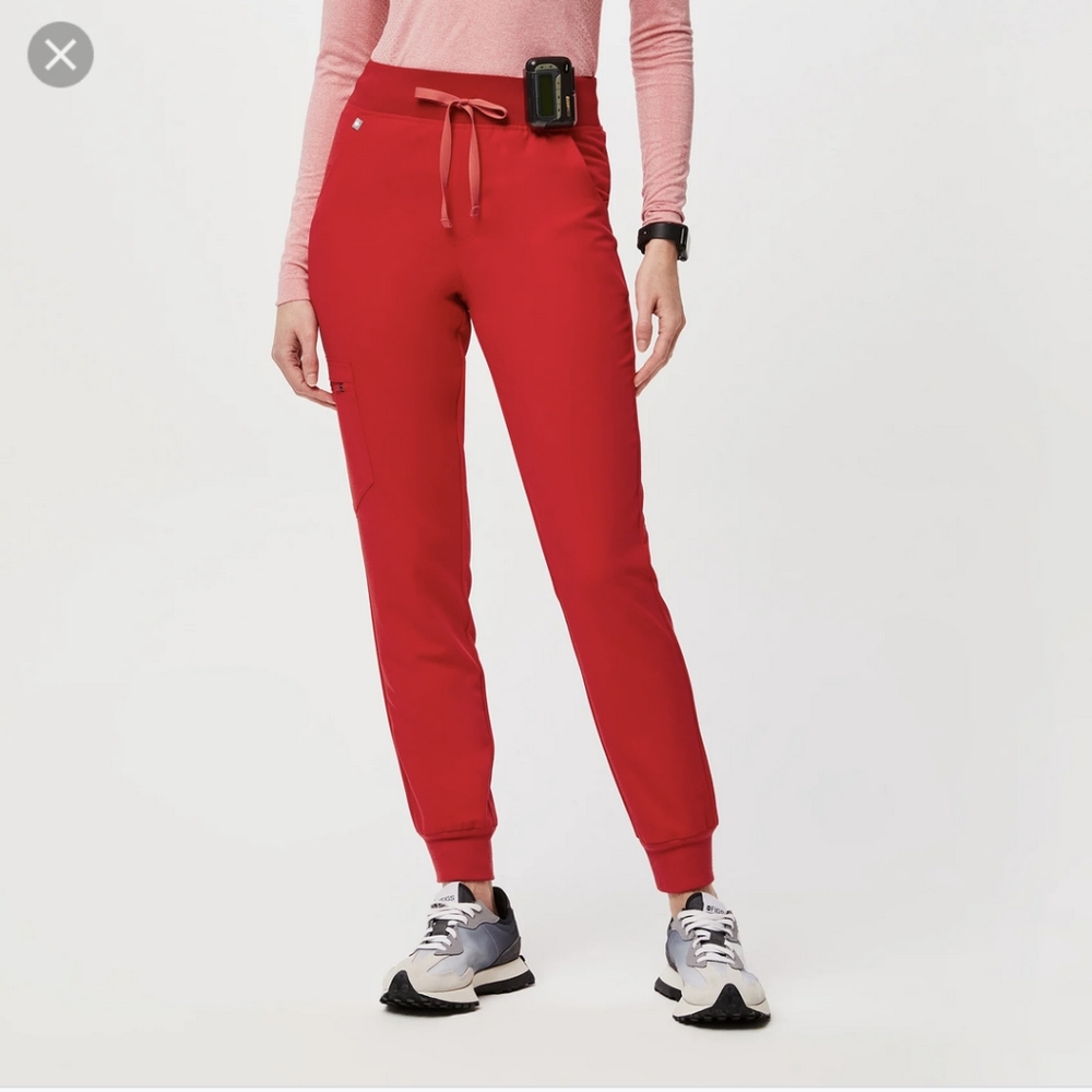 Figs XL high waisted Zamora pop red